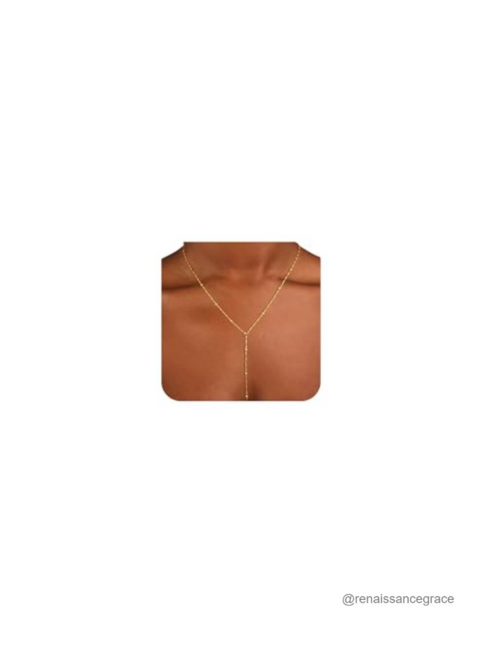 Layered Y Necklace Dainty Long Lariat 14K Gold Plated Brass